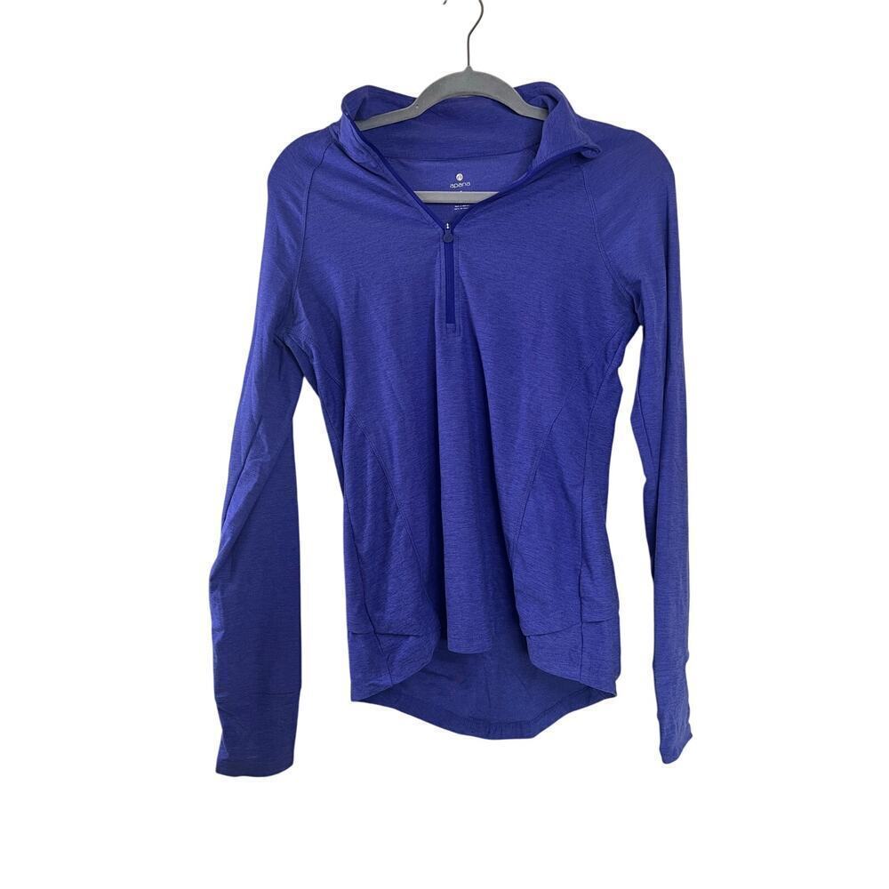 Apana Purple Long Sleeve Half Zip Womens Workout Top Size Small
